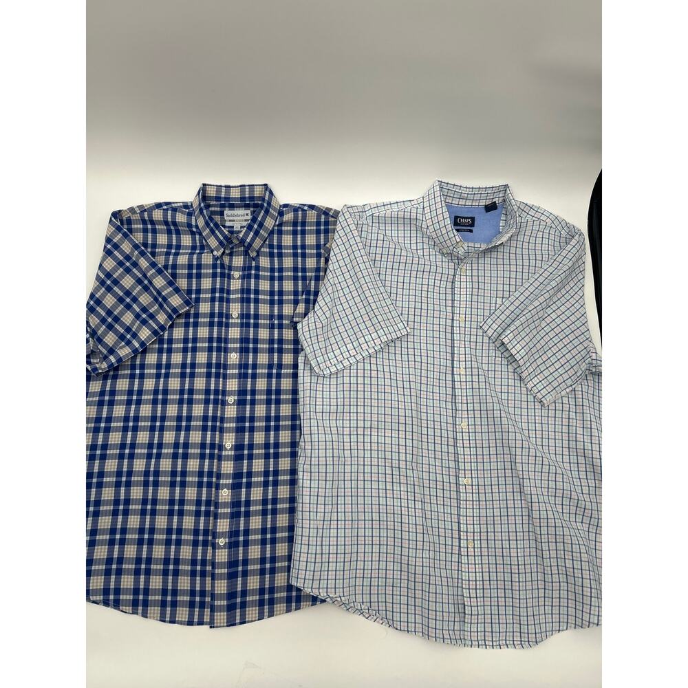 Chaps & Saddlebred 2XLT Plaid Button Down Shirt Lot 2XL Tall Casual Office Wear
